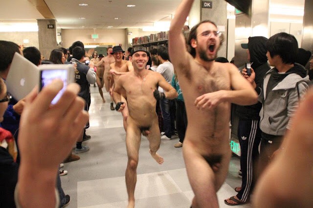 College Students Run Naked to Relieve Stress before Exams.